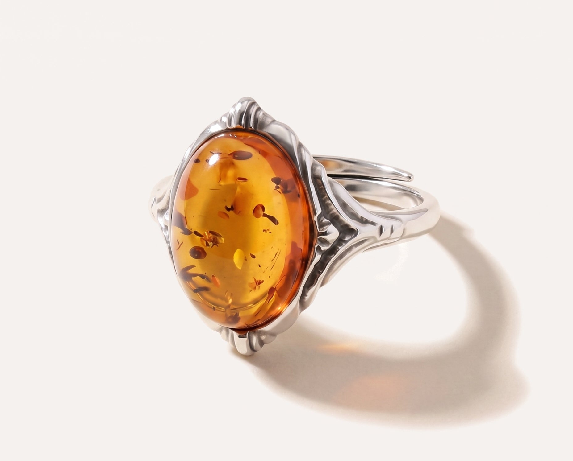 Adjustable Boho Amber Ring — Baltic amber and sterling silver jewellery by Baltic Beauty
