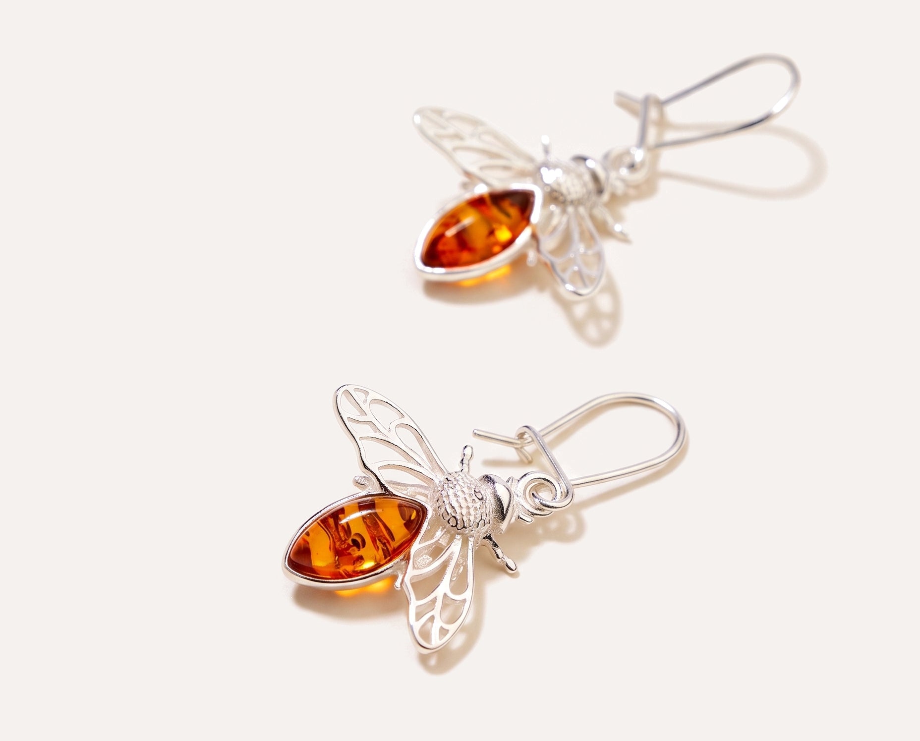 Amber Bee Earrings — Baltic amber and sterling silver jewellery by Baltic Beauty