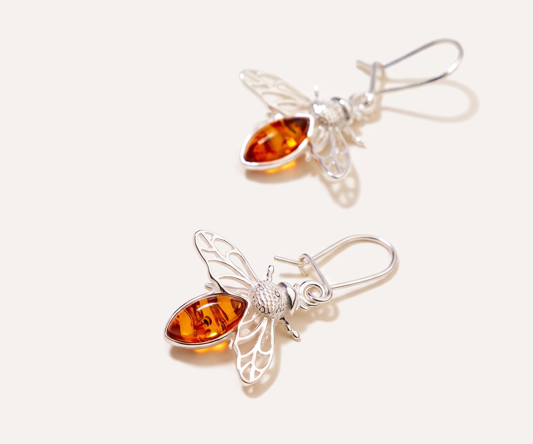 Amber Bee Earrings — Baltic amber and sterling silver jewellery by Baltic Beauty