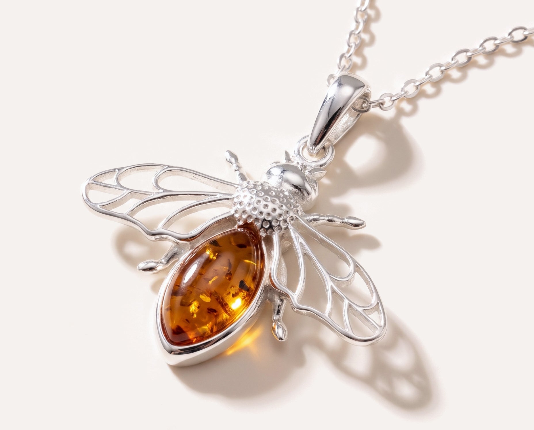 Amber Bee Necklace — Baltic amber and sterling silver jewellery by Baltic Beauty