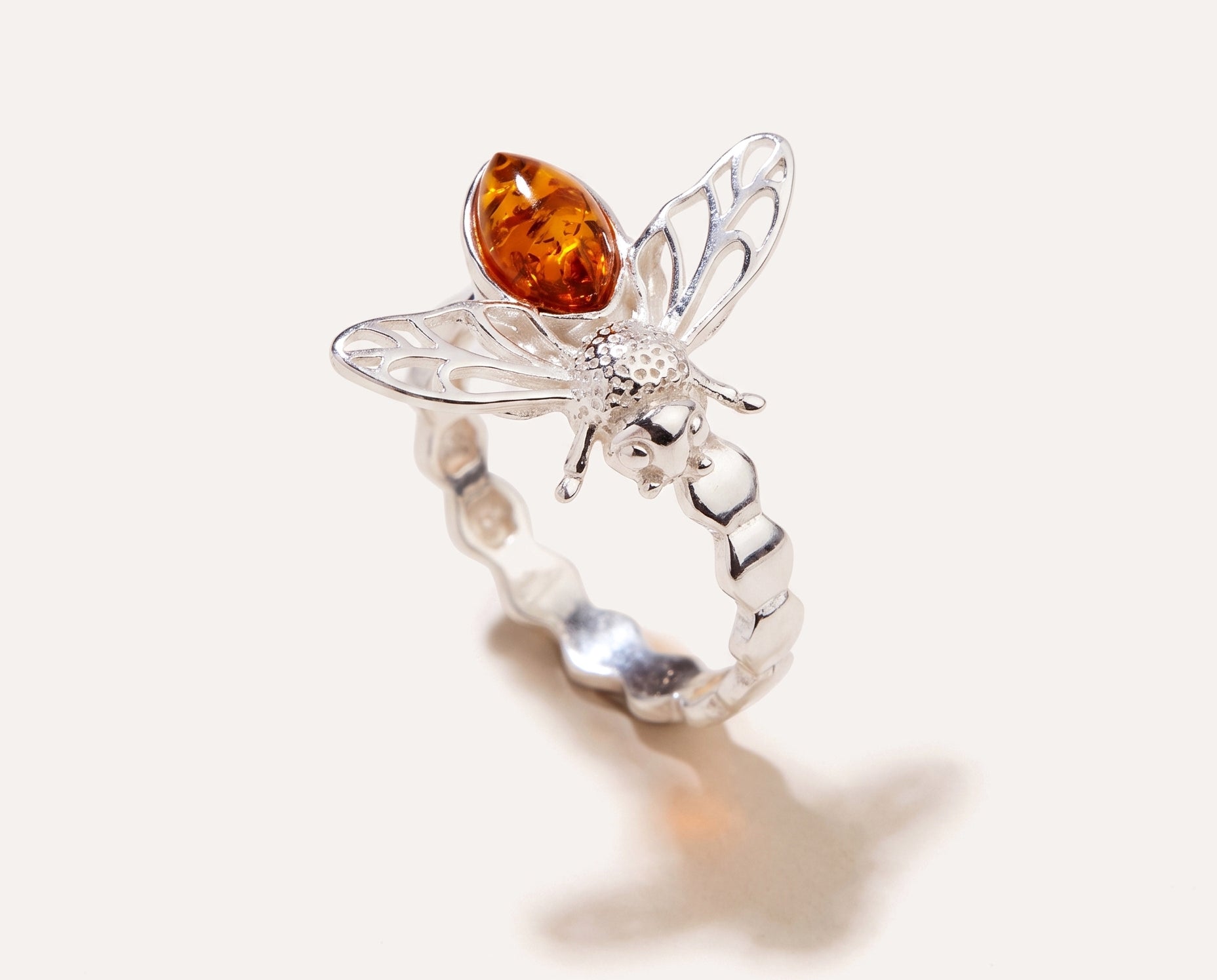 Amber Bee Ring — Baltic amber and sterling silver jewellery by Baltic Beauty
