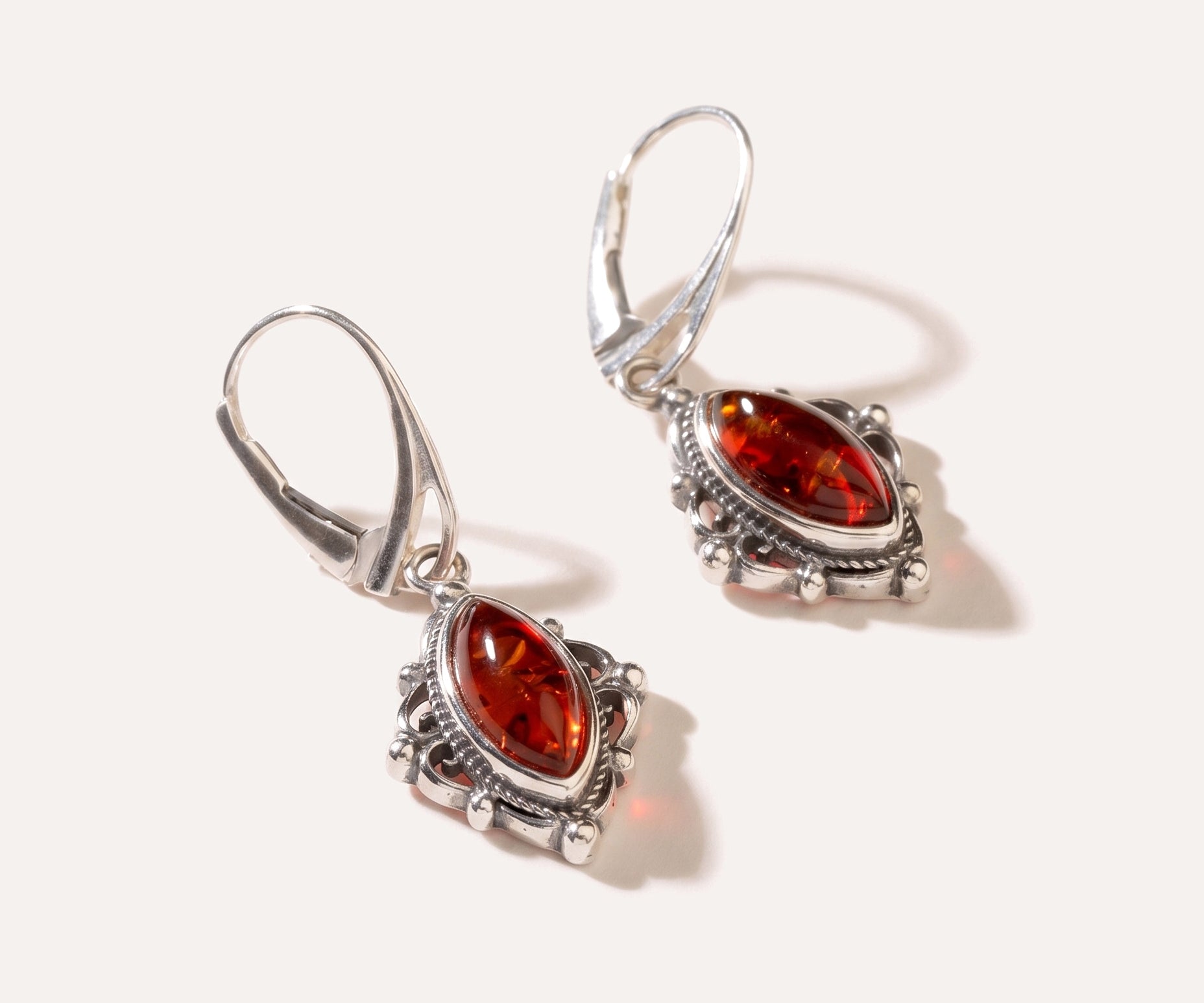 Amber Boho Drop Earrings — Baltic amber and sterling silver jewellery by Baltic Beauty