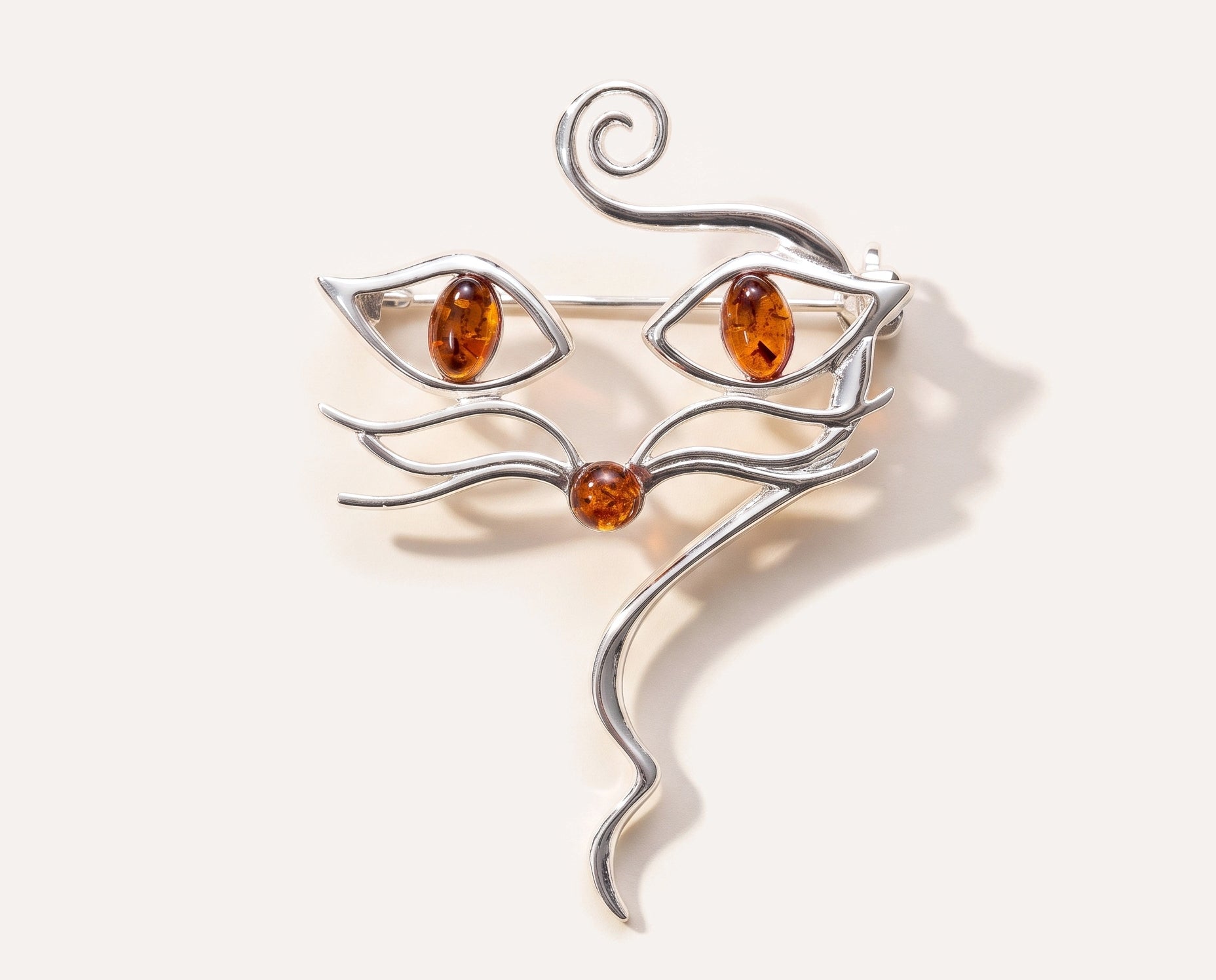 Amber Cat Brooch — Baltic amber and sterling silver jewellery by Baltic Beauty