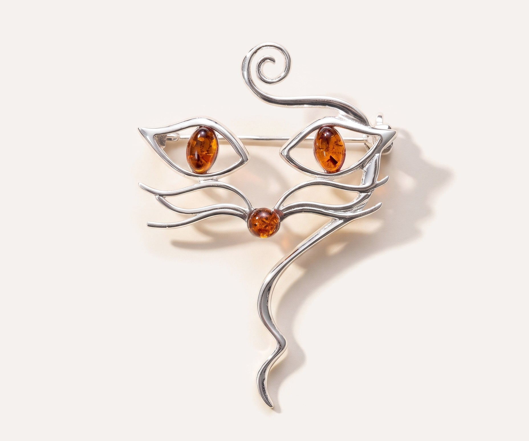 Amber Cat Brooch — Baltic amber and sterling silver jewellery by Baltic Beauty