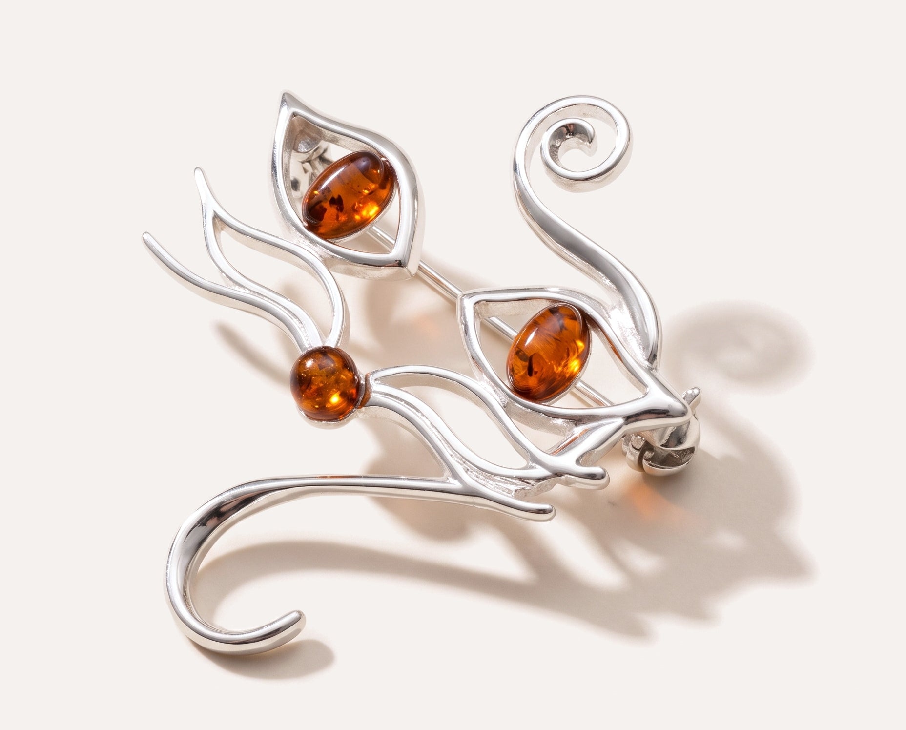 Amber Cat Brooch — Baltic amber and sterling silver jewellery by Baltic Beauty