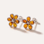 Amber Daisy Stud Earrings — Baltic amber and sterling silver jewellery by Baltic Beauty
