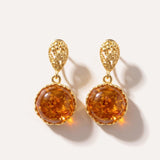 Amber Drop Earrings with Gold Floral Accent — Baltic amber and sterling silver jewellery by Baltic Beauty