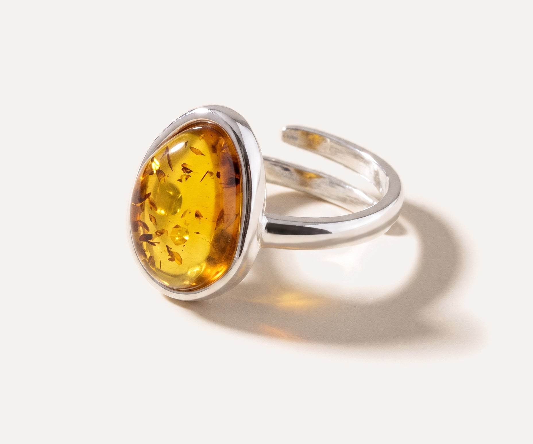 Amber ELEMENT Solitaire Adjustable Ring — Baltic amber and sterling silver jewellery by Baltic Beauty
