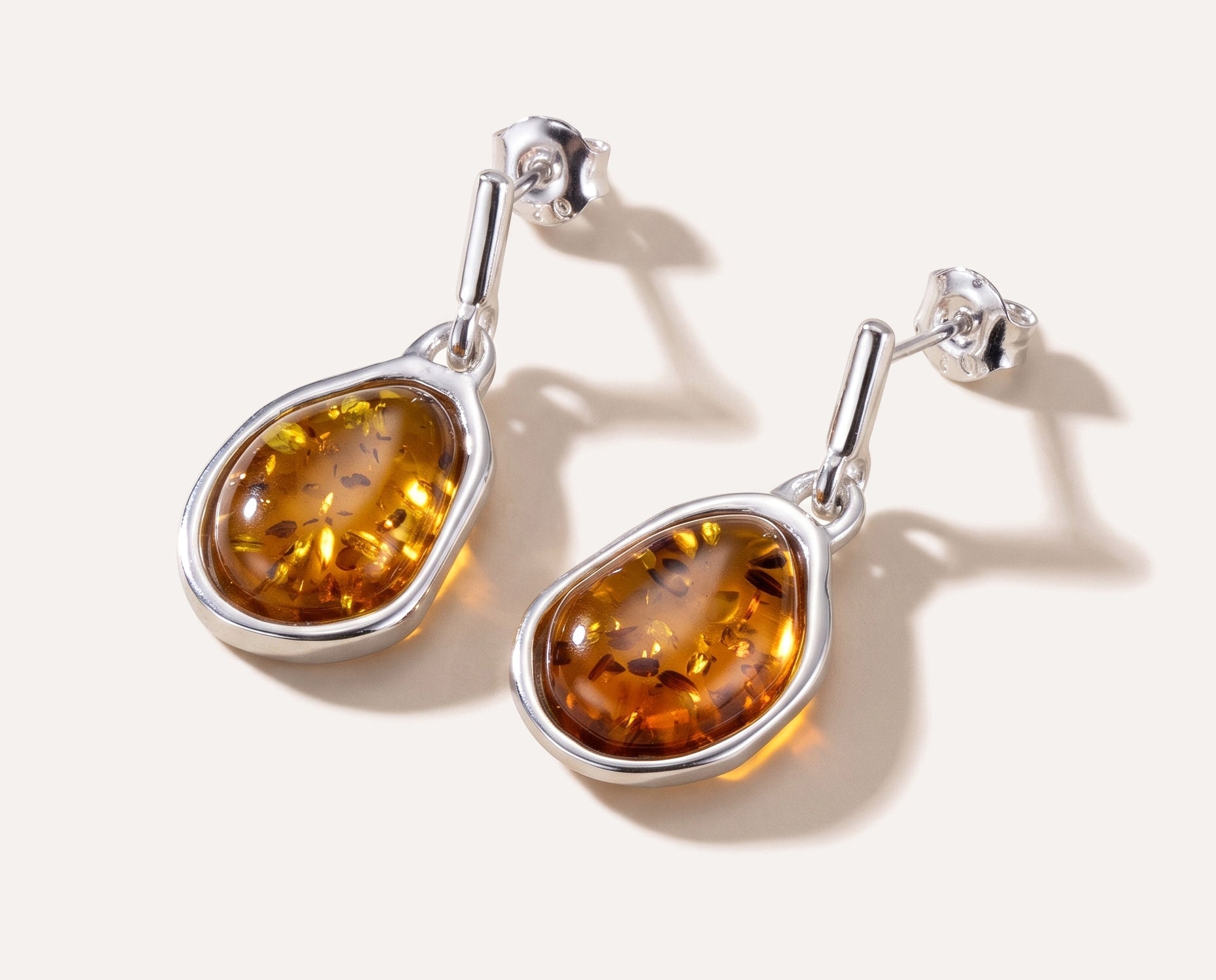 Amber ELEMENTS Drop Earrings — Baltic amber and sterling silver jewellery by Baltic Beauty