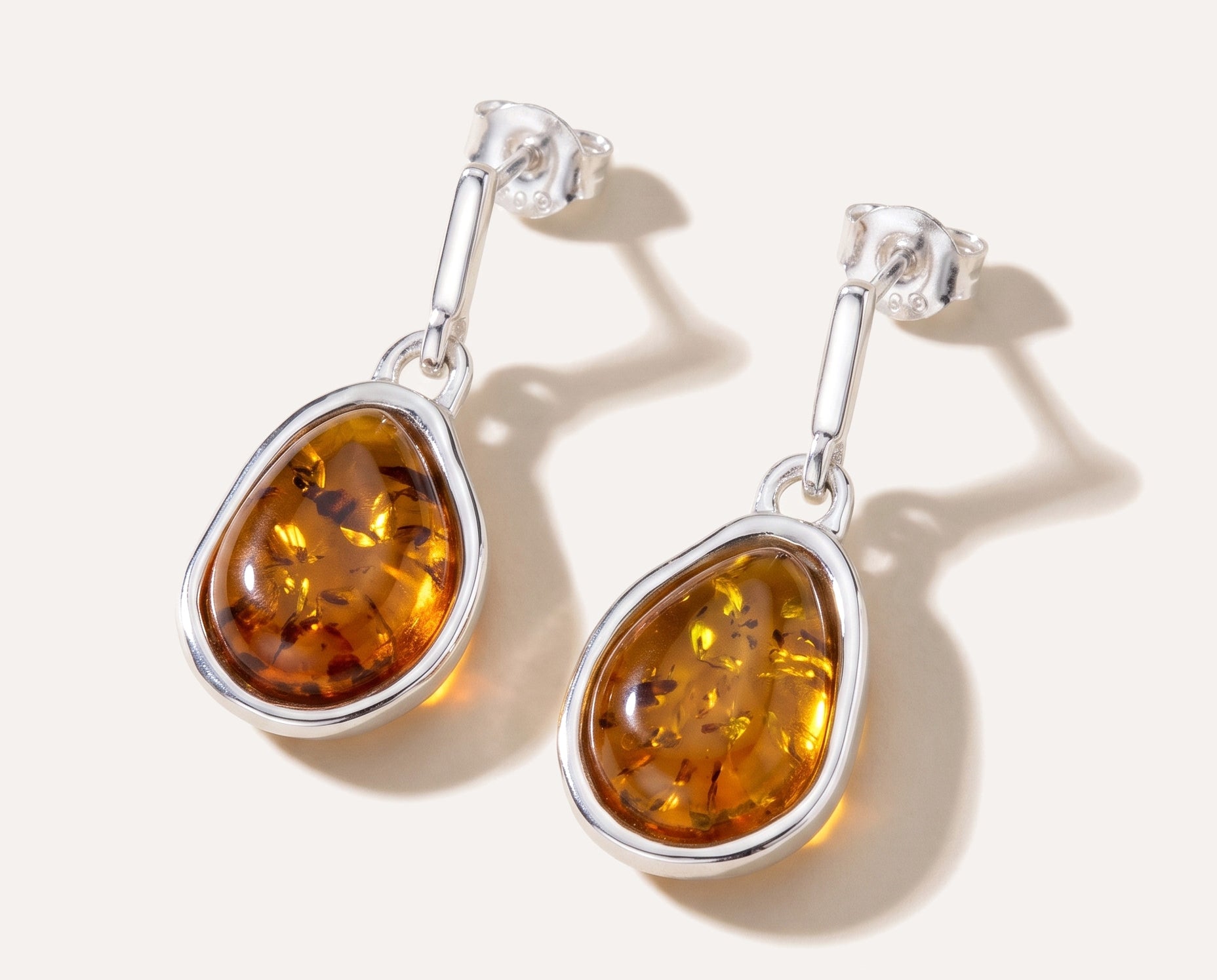 Amber ELEMENTS Drop Earrings — Baltic amber and sterling silver jewellery by Baltic Beauty