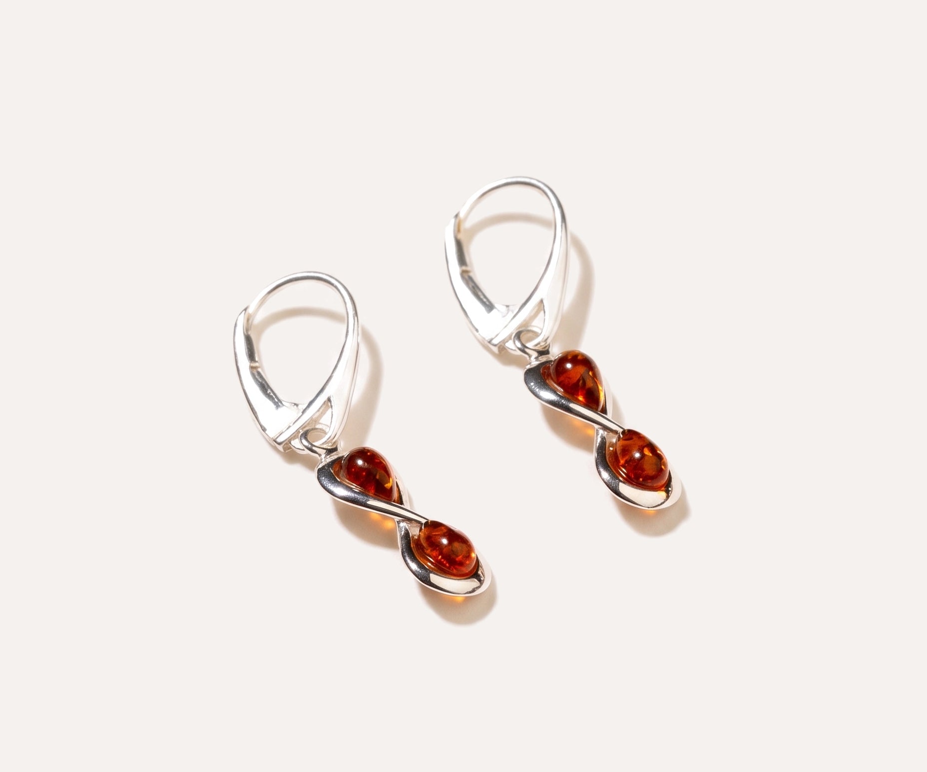 Amber Infinity Drop Earrings — Baltic amber and sterling silver jewellery by Baltic Beauty