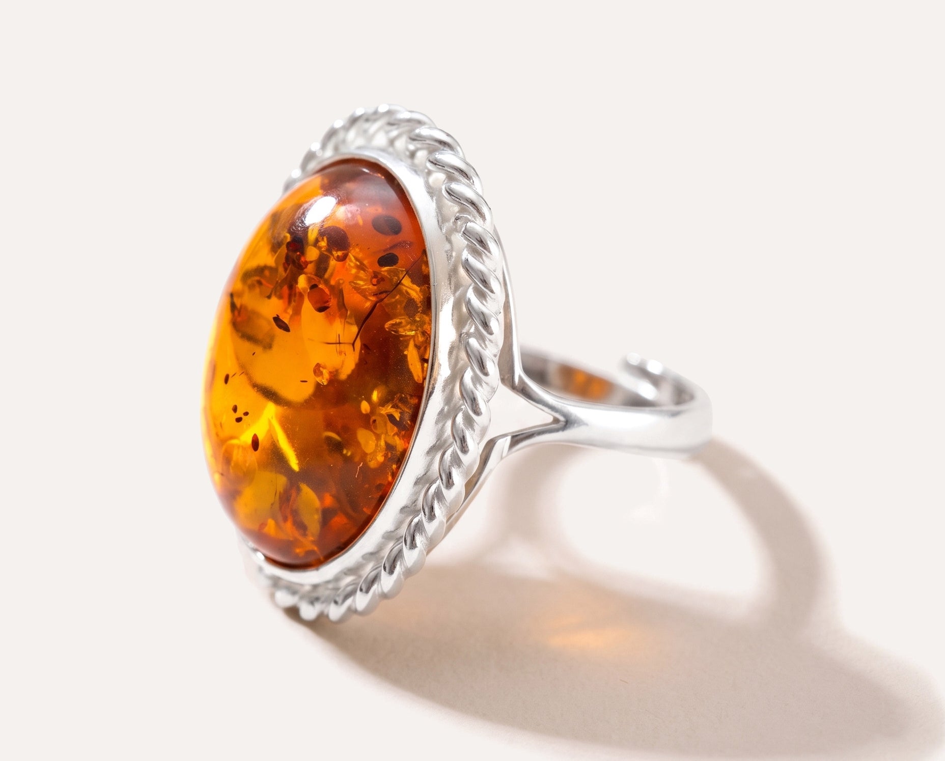 Amber Quintessence Adjustable Statement Ring — Baltic amber and sterling silver jewellery by Baltic Beauty