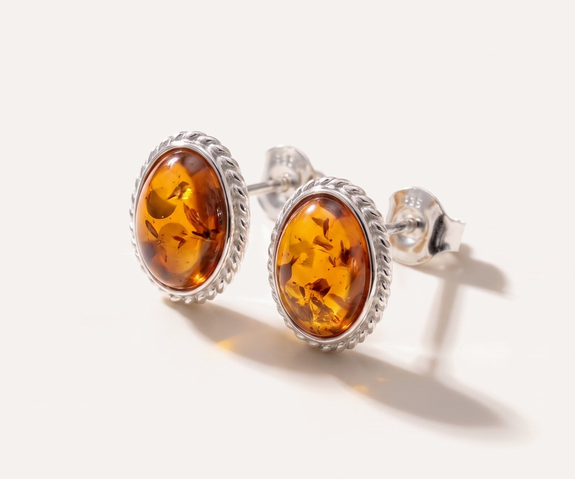 Amber Quintessence Stud Earrings — Baltic amber and sterling silver jewellery by Baltic Beauty