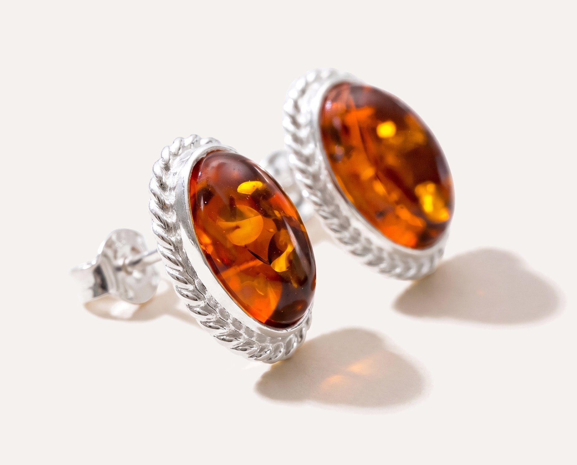 Amber Quintessence Stud Earrings — Baltic amber and sterling silver jewellery by Baltic Beauty