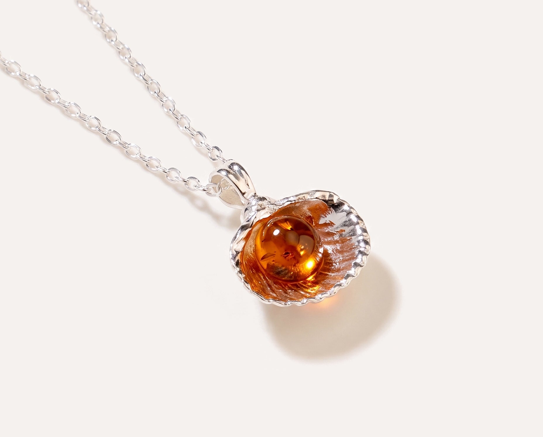 Amber Sea Shell Necklace — Baltic amber and sterling silver jewellery by Baltic Beauty