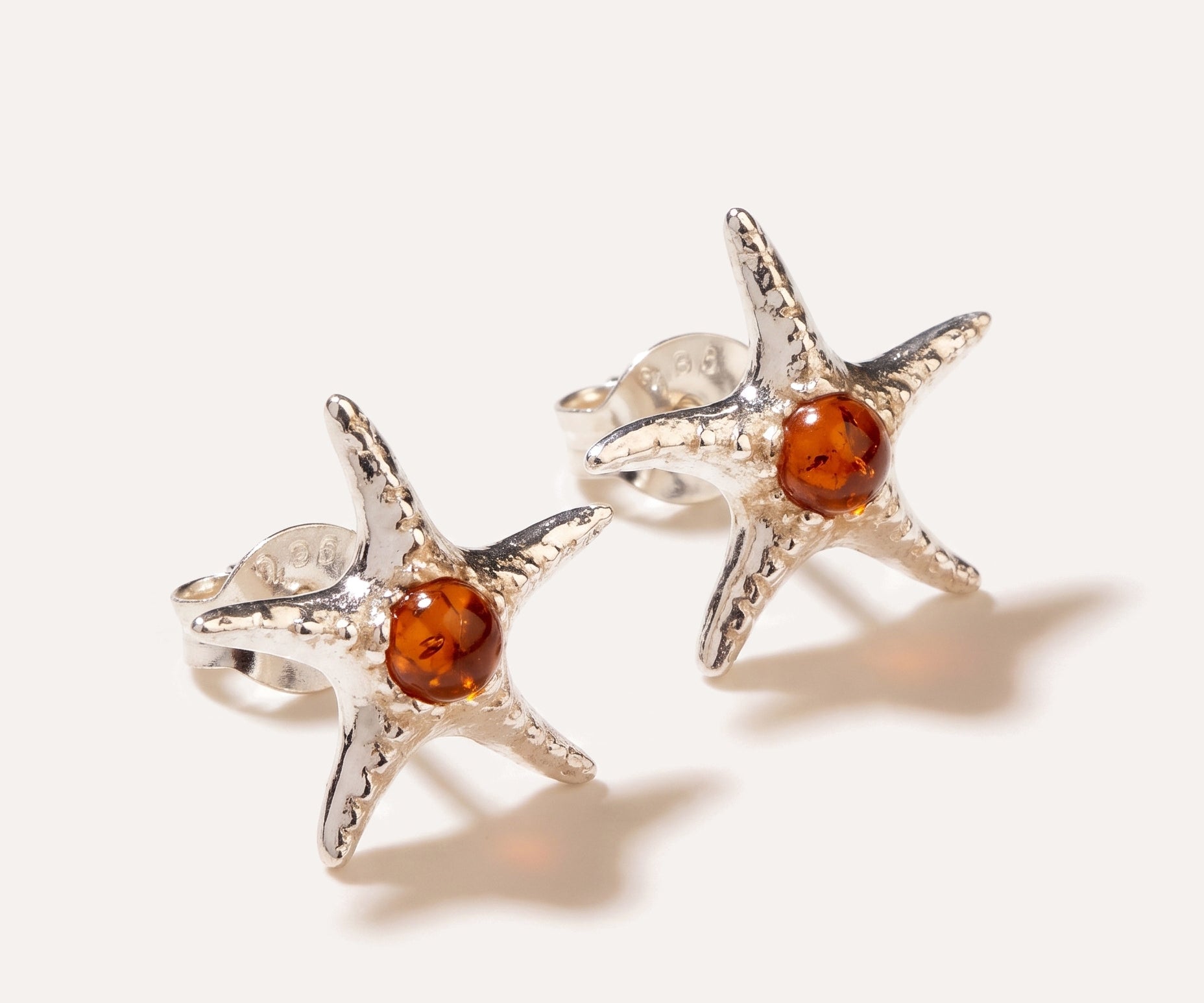 Amber Starfish Stud Earrings — Baltic amber and sterling silver jewellery by Baltic Beauty