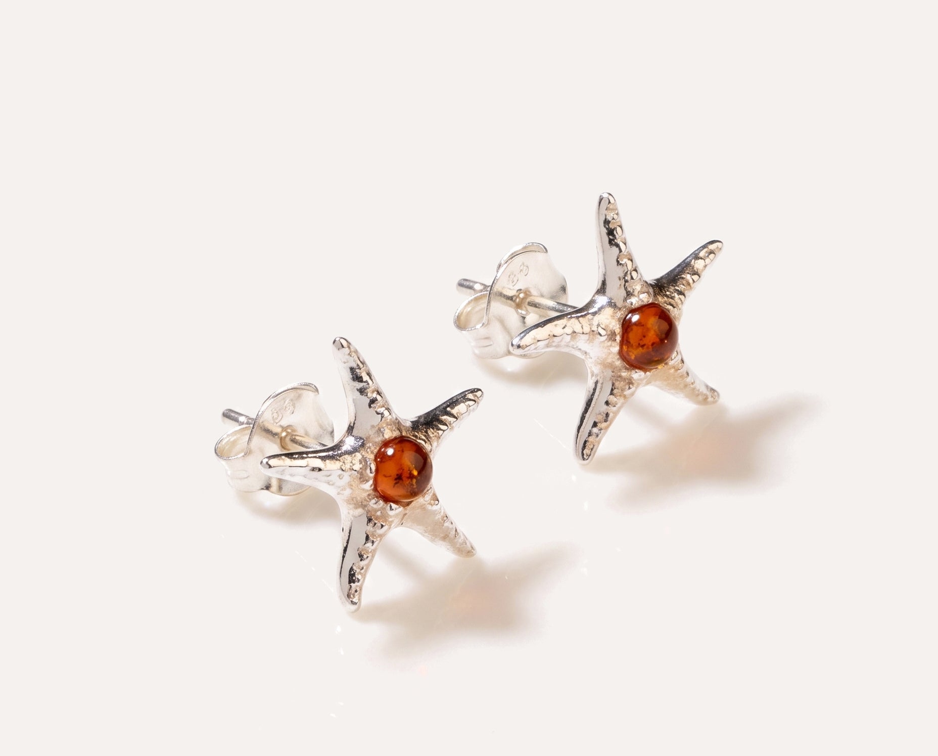 Amber Starfish Stud Earrings — Baltic amber and sterling silver jewellery by Baltic Beauty