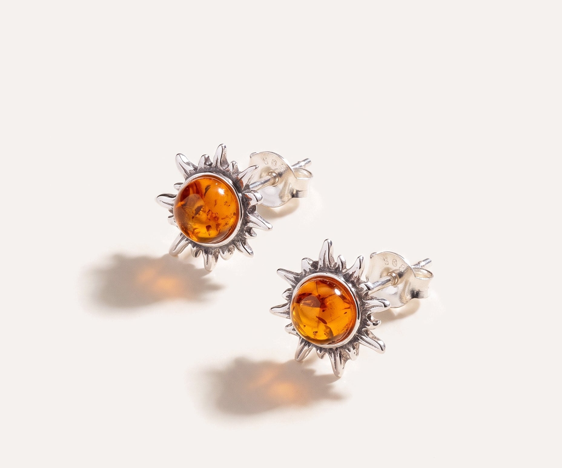 Amber Sun earrings — Baltic amber and sterling silver jewellery by Baltic Beauty