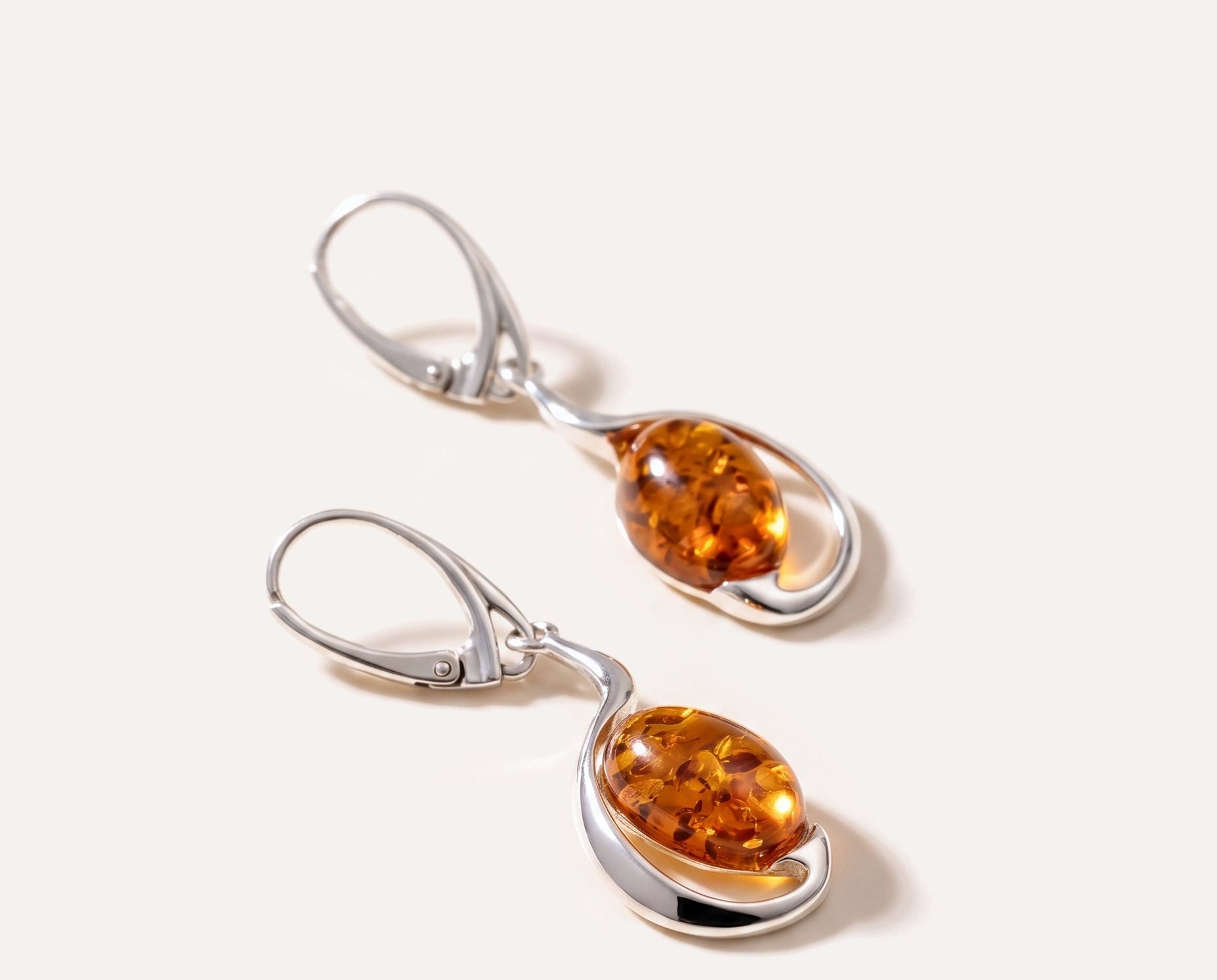 Amber Sunrise Earrings — Baltic amber and sterling silver jewellery by Baltic Beauty