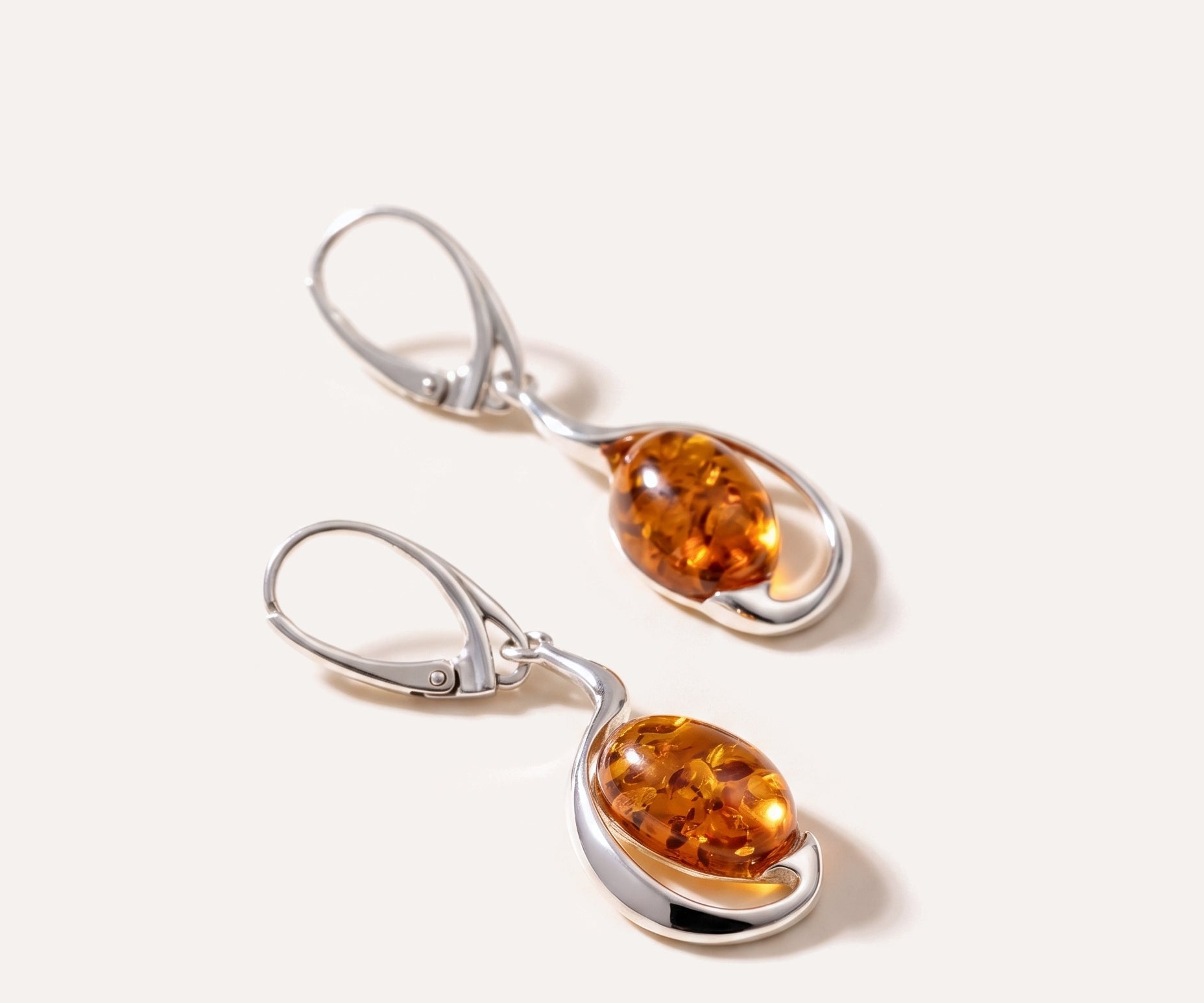 Amber Sunrise Earrings — Baltic amber and sterling silver jewellery by Baltic Beauty