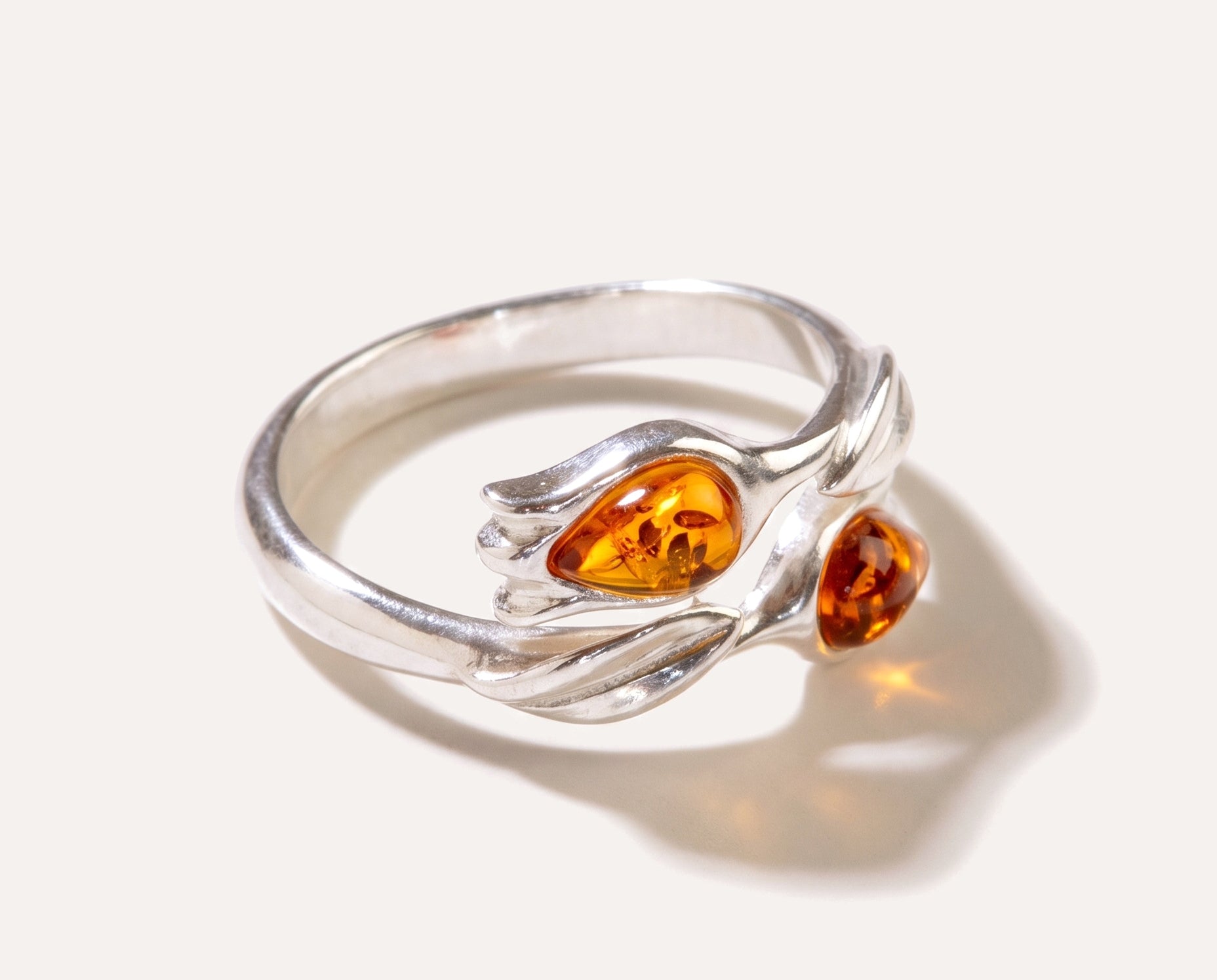 Amber Tulip Ring — Baltic amber and sterling silver jewellery by Baltic Beauty