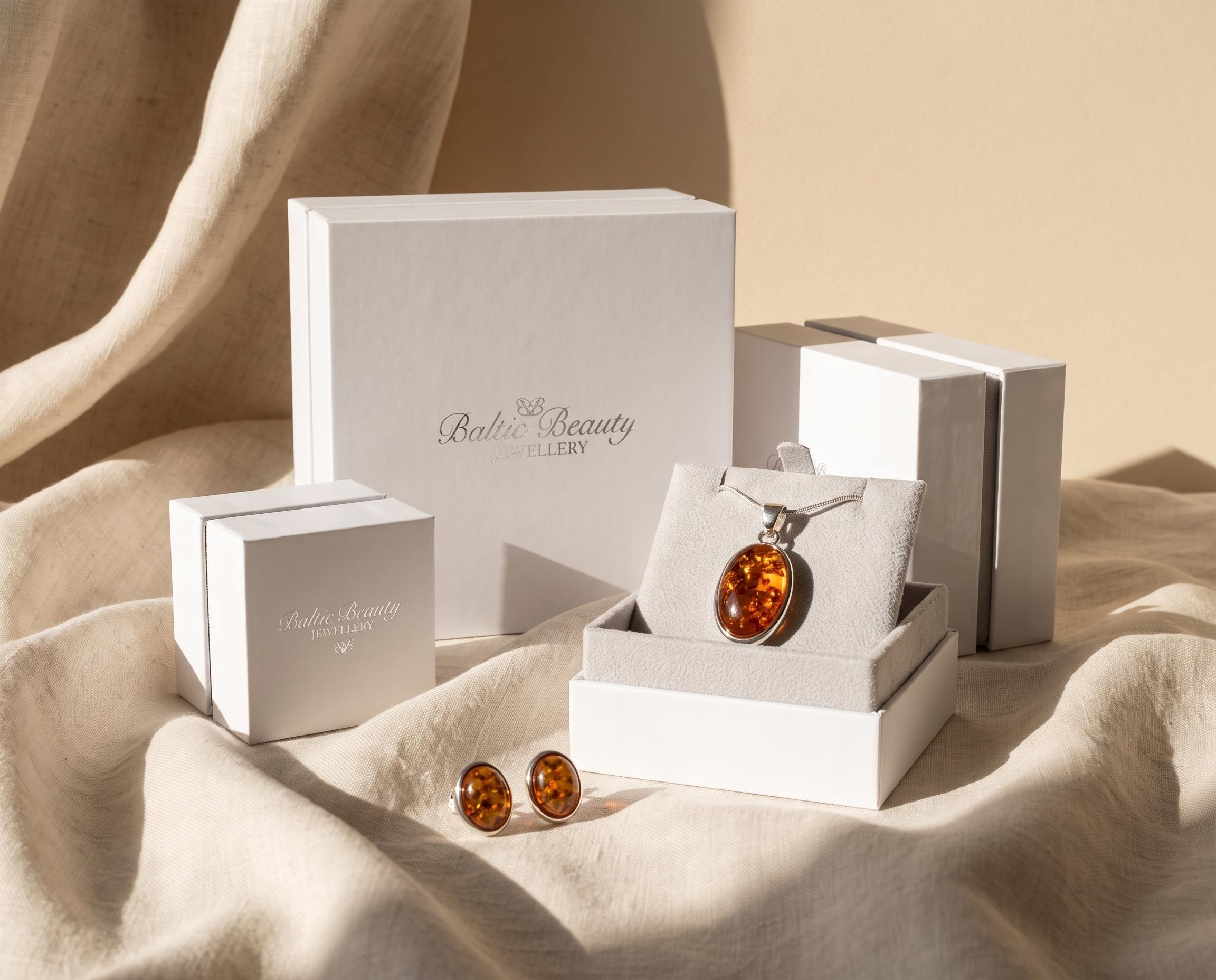 Baltic Beauty jewellery gift boxes — Baltic amber and sterling silver jewellery by Baltic Beauty
