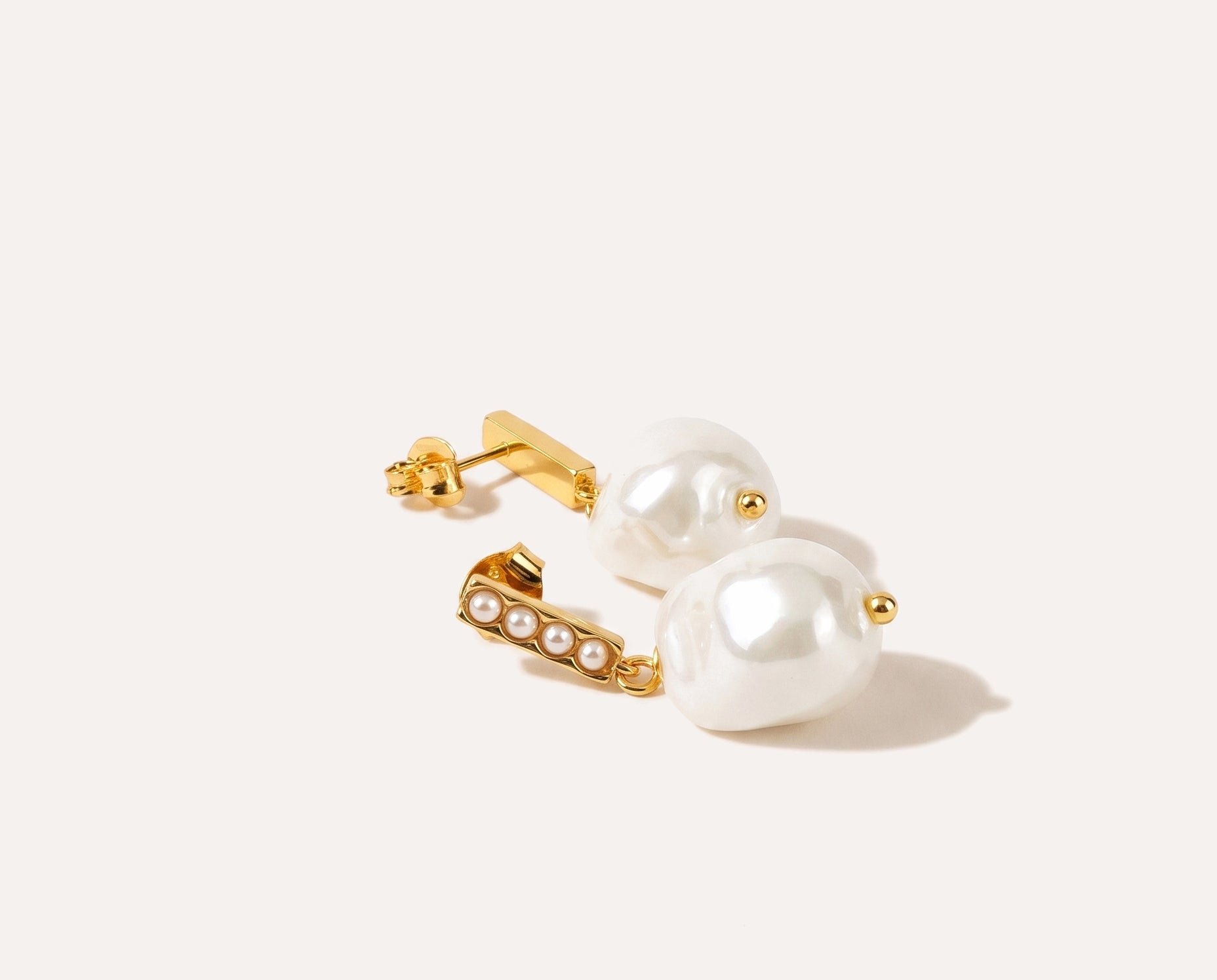Baroque Bar Pearl Earrings — Baltic amber and sterling silver jewellery by Baltic Beauty