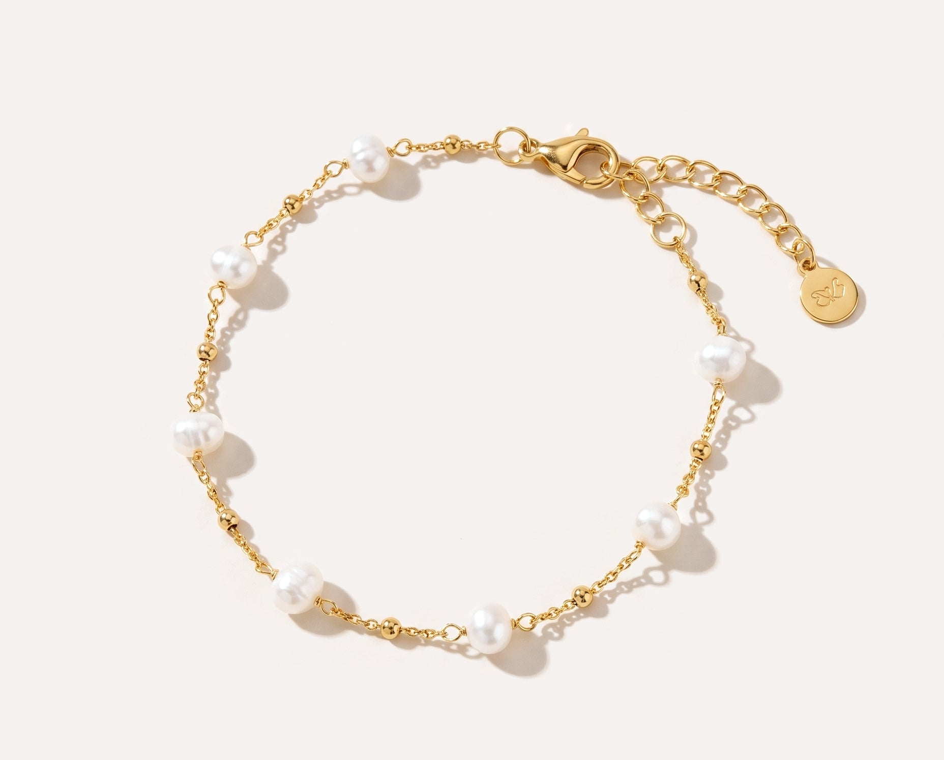 Beaded Chain Link Pearl Bracelet — Baltic amber and sterling silver jewellery by Baltic Beauty