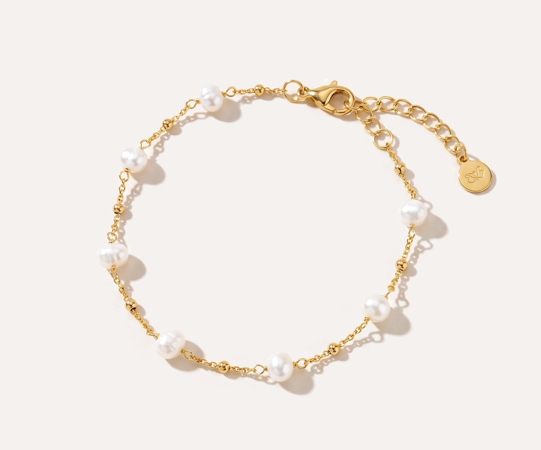Beaded Chain Link Pearl Bracelet — Baltic amber and sterling silver jewellery by Baltic Beauty