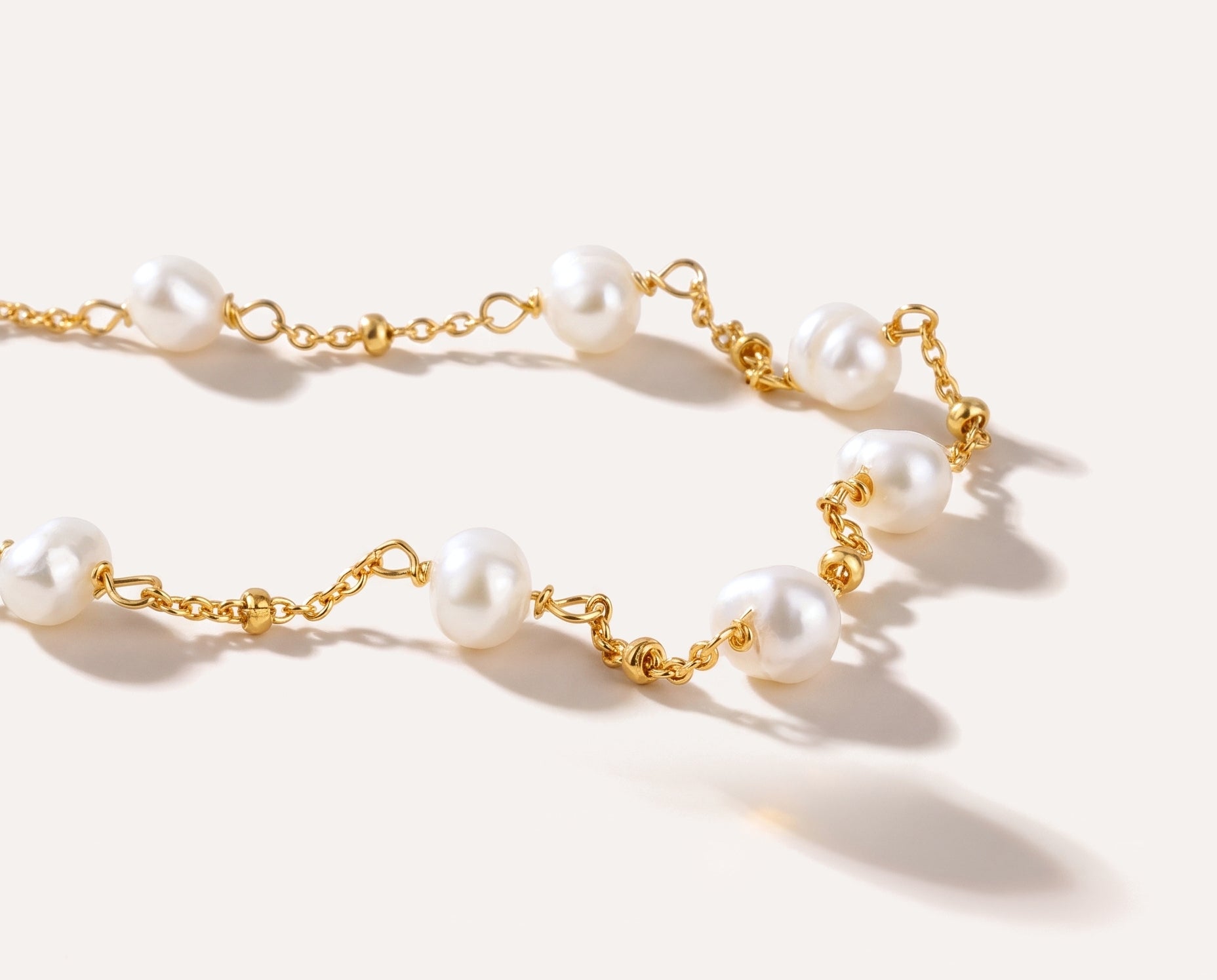 Beaded Chain Link Pearl Bracelet — Baltic amber and sterling silver jewellery by Baltic Beauty