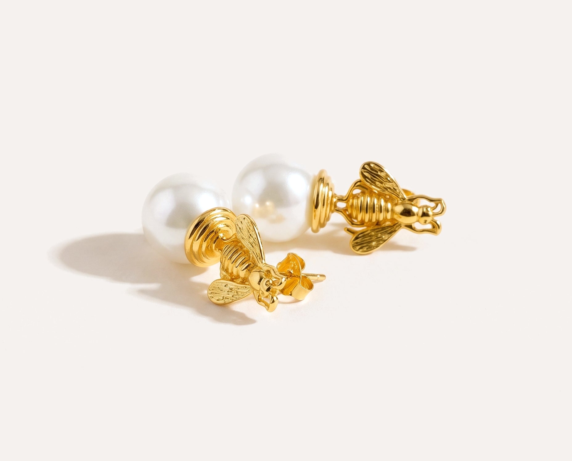 Bee Pearl Earrings — Baltic amber and sterling silver jewellery by Baltic Beauty