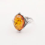 Boho Amber Ring – handcrafted in Baltic amber and sterling silver