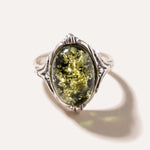Boho Green Amber Ring — Baltic amber and sterling silver jewellery by Baltic Beauty