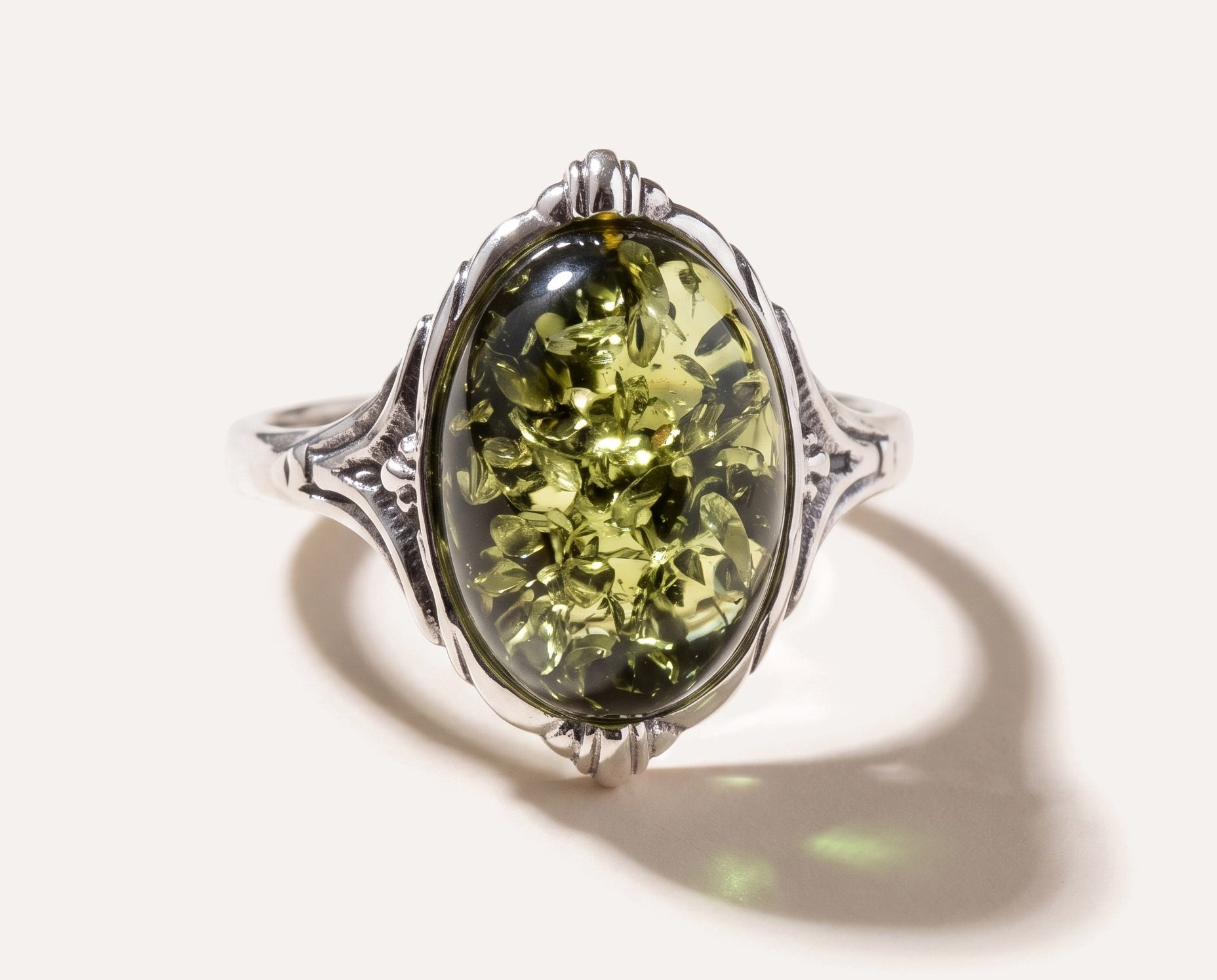 Boho Green Amber Ring — Baltic amber and sterling silver jewellery by Baltic Beauty