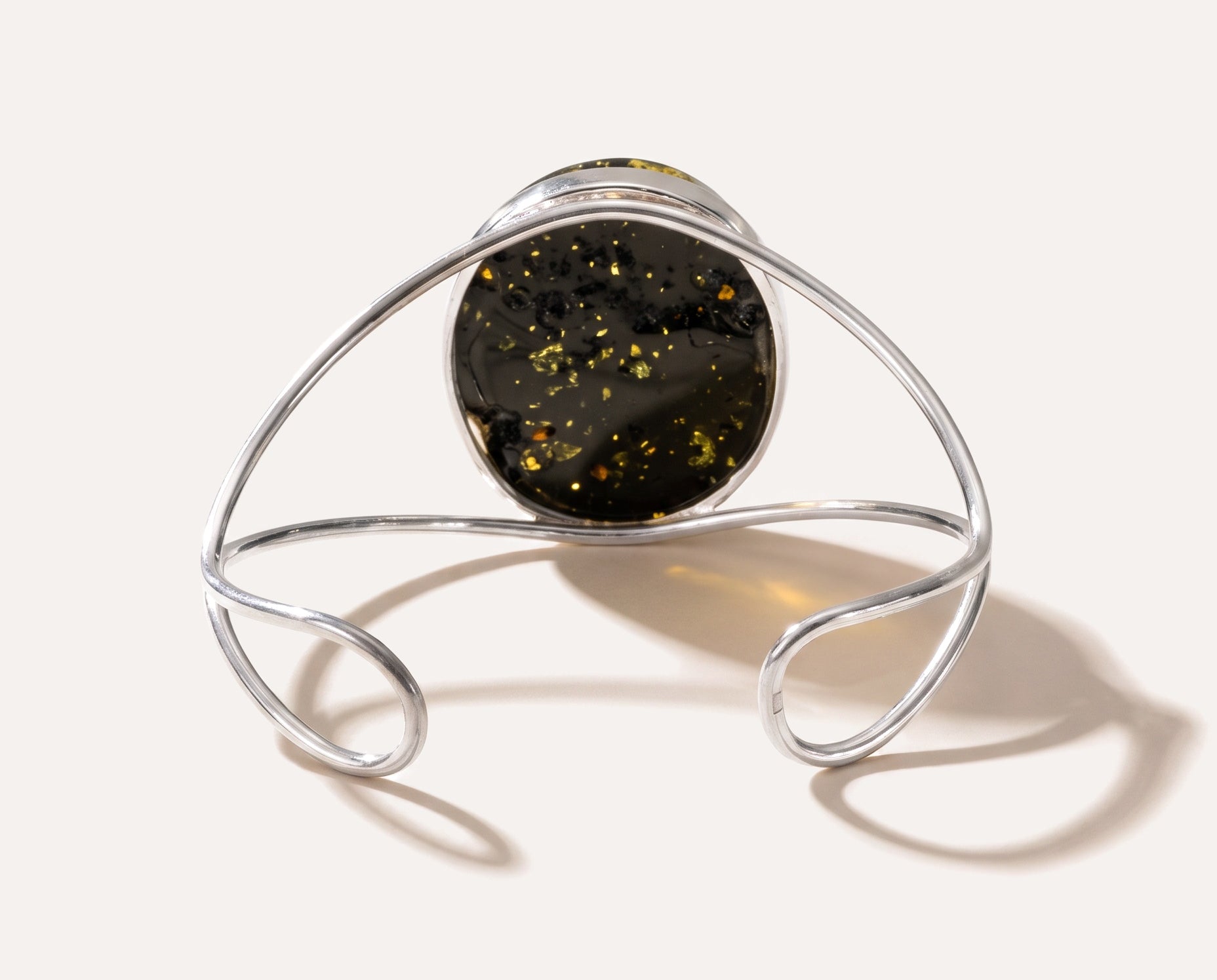Bold Green Amber Arm Cuff — Baltic amber and sterling silver jewellery by Baltic Beauty