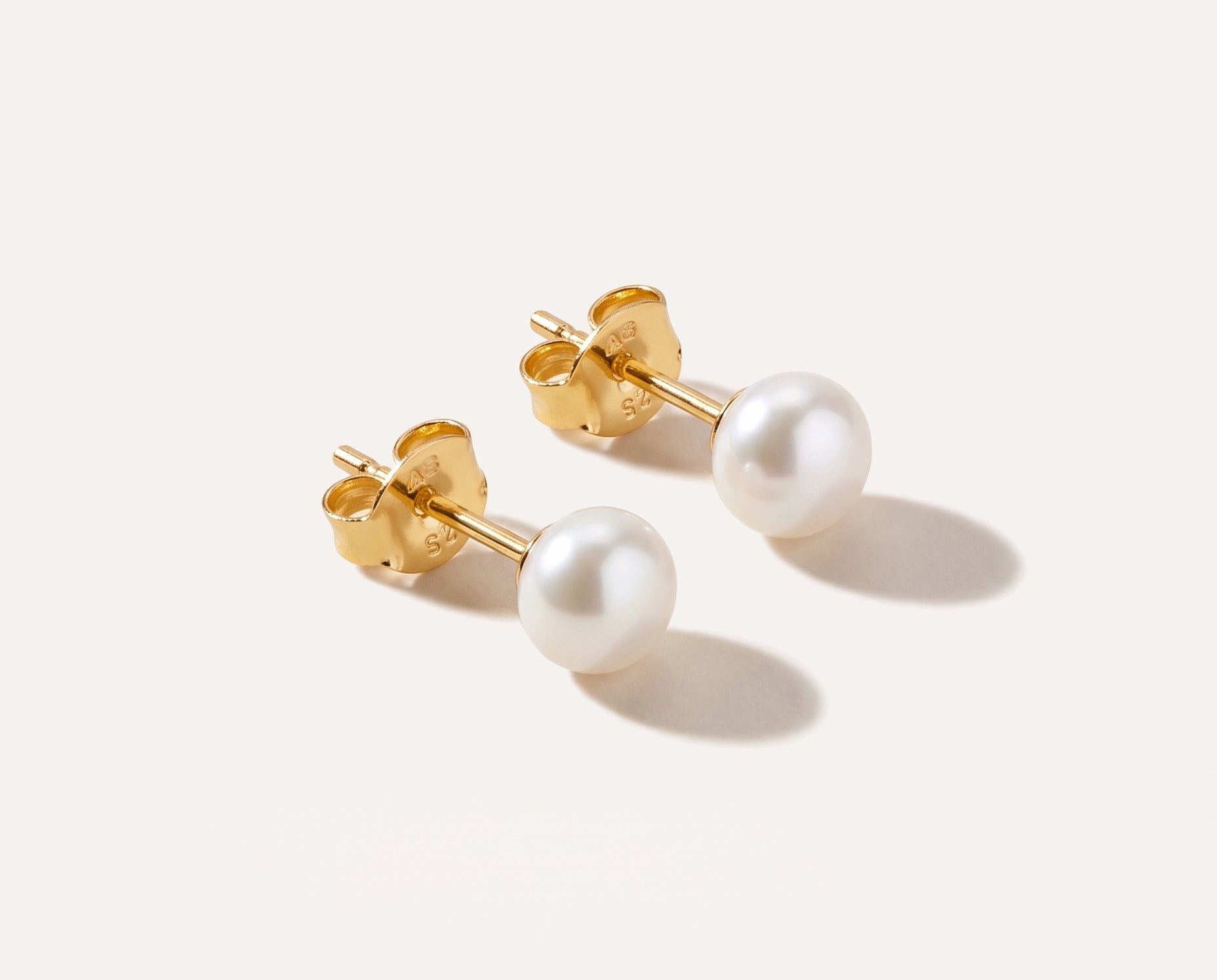Button Freshwater Pearl Stud Earrings — Baltic amber and sterling silver jewellery by Baltic Beauty