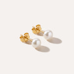 Button Freshwater Pearl Stud Earrings — Baltic amber and sterling silver jewellery by Baltic Beauty