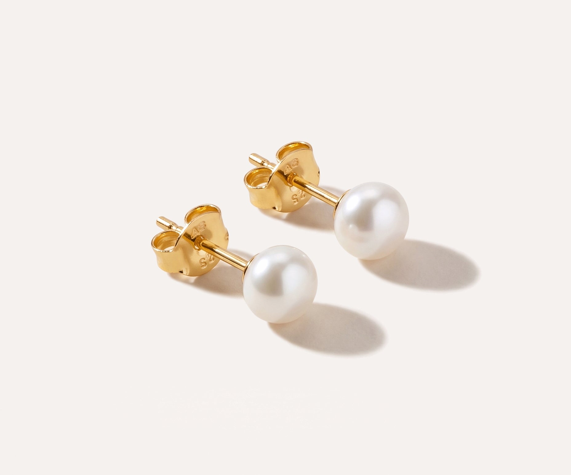 Button Freshwater Pearl Stud Earrings — Baltic amber and sterling silver jewellery by Baltic Beauty