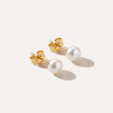 Button Freshwater Pearl Stud Earrings — Baltic amber and sterling silver jewellery by Baltic Beauty
