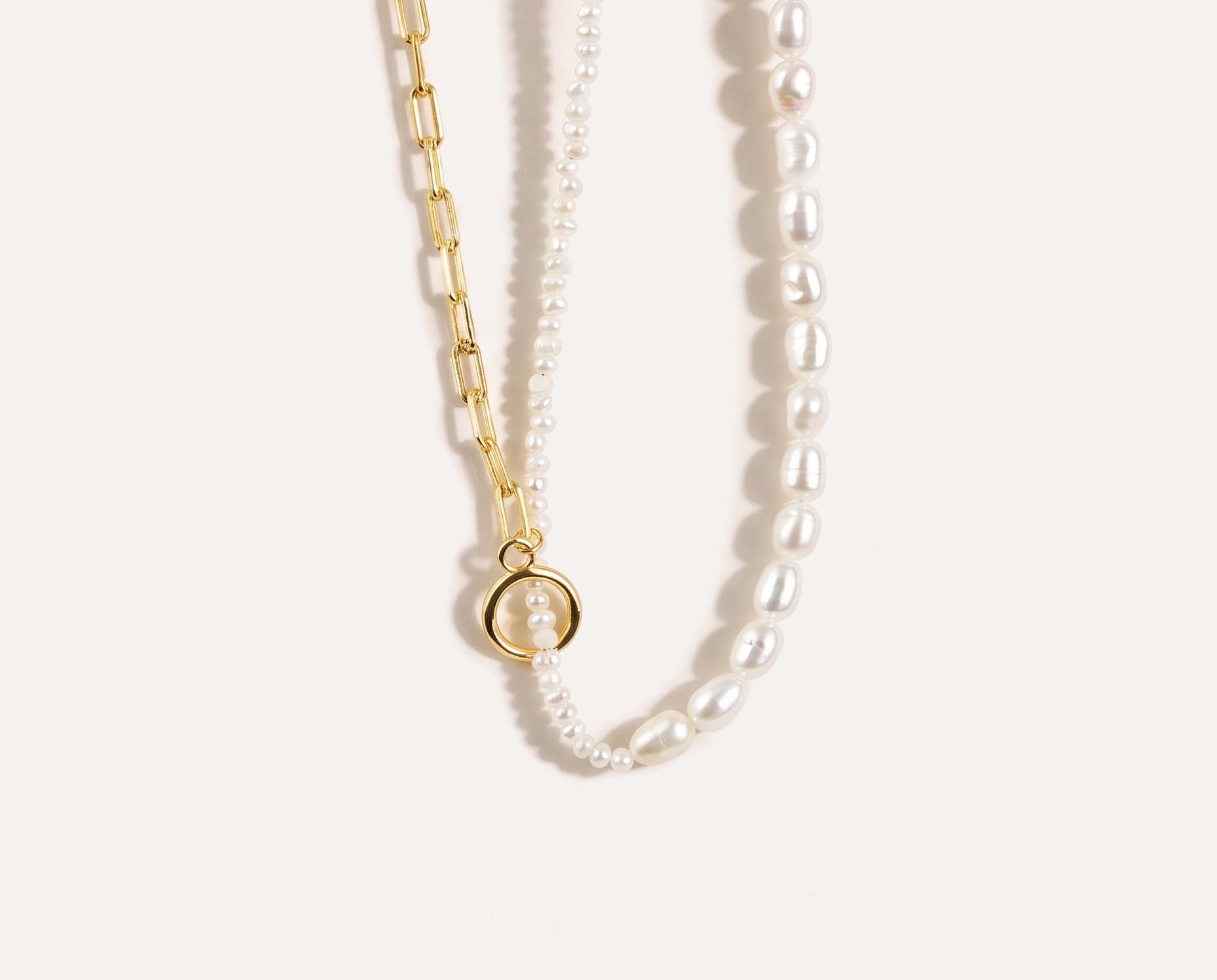 Chain Link Pearl Necklace — Baltic amber and sterling silver jewellery by Baltic Beauty