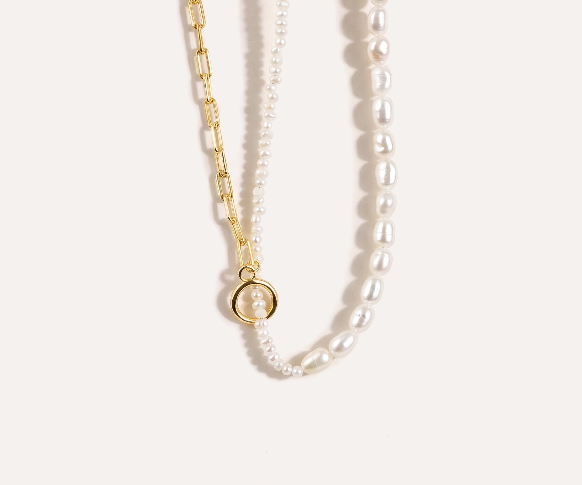 Chain Link Pearl Necklace — Baltic amber and sterling silver jewellery by Baltic Beauty
