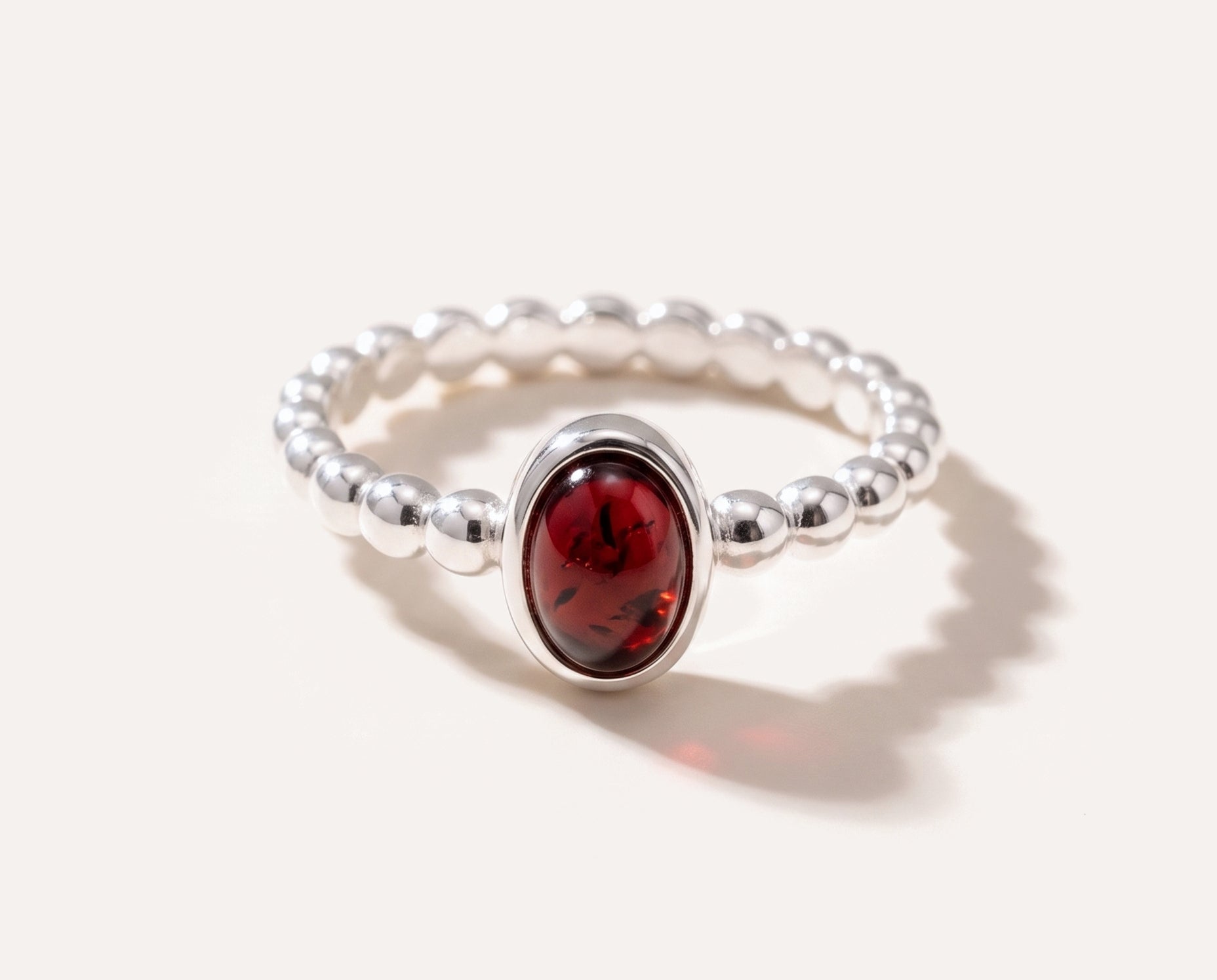 Cherry Amber Bubble Stacking Ring — Baltic amber and sterling silver jewellery by Baltic Beauty