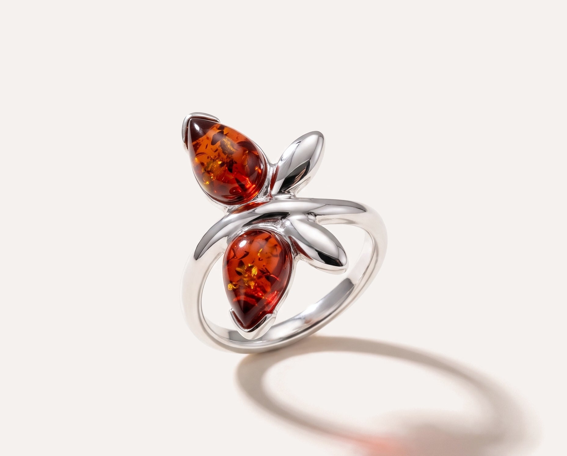 Cherry Amber Butterfly Midi Ring — Baltic amber and sterling silver jewellery by Baltic Beauty