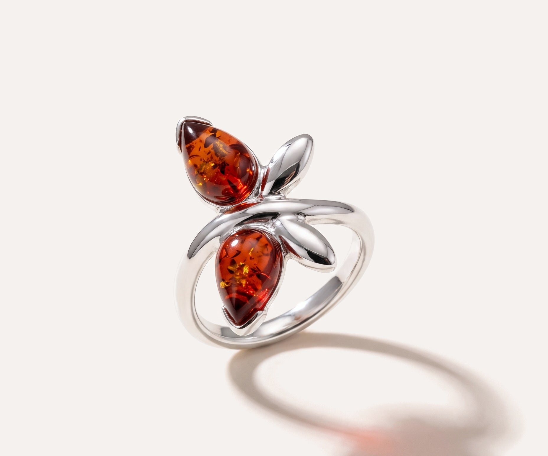 Cherry Amber Butterfly Midi Ring — Baltic amber and sterling silver jewellery by Baltic Beauty
