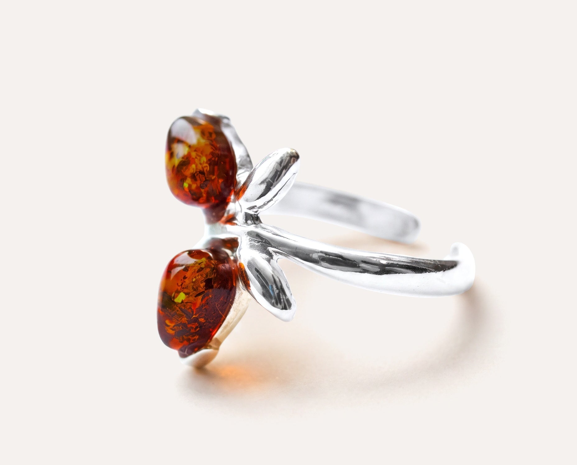 Cherry Amber Butterfly Midi Ring — Baltic amber and sterling silver jewellery by Baltic Beauty