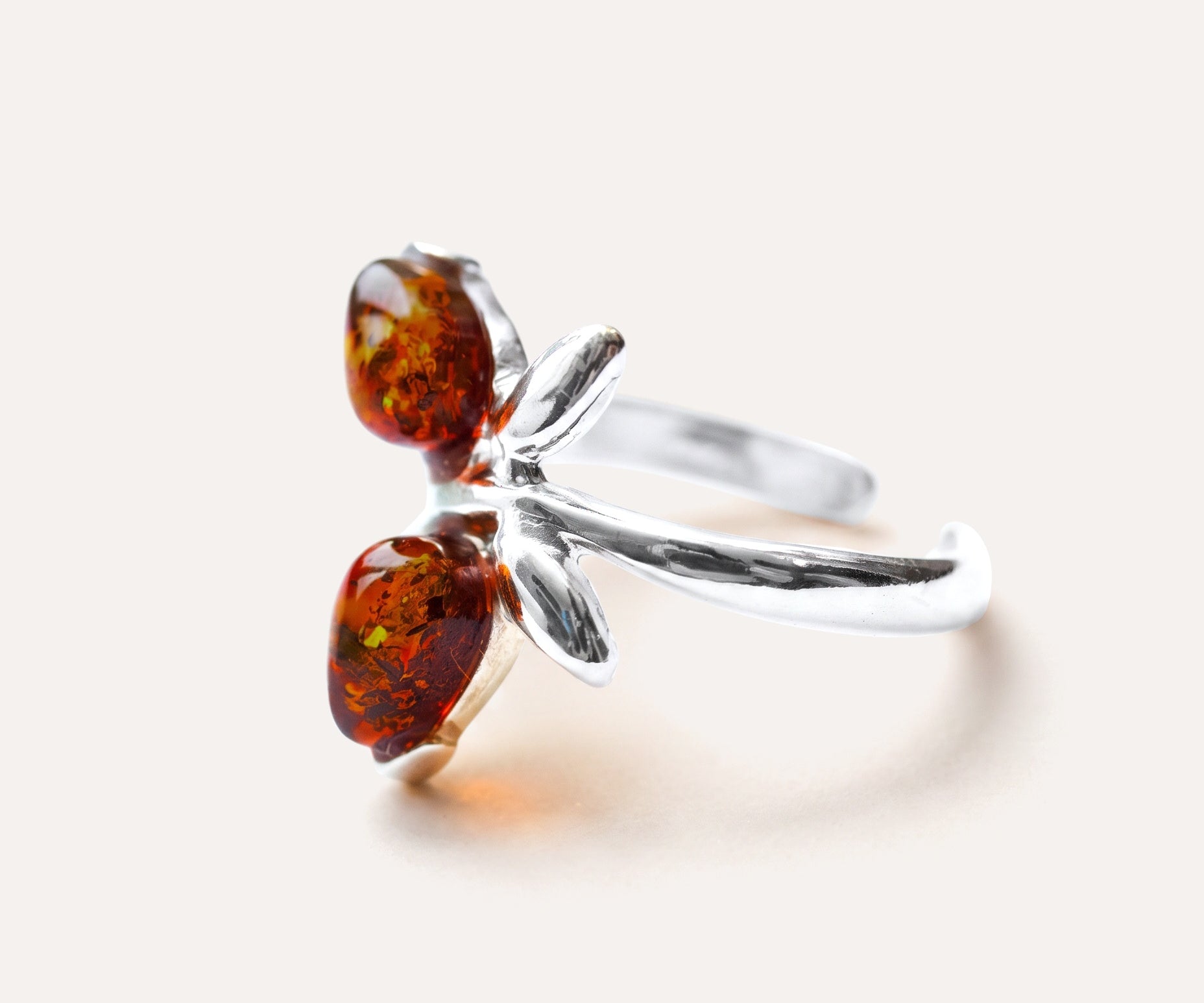 Cherry Amber Butterfly Midi Ring — Baltic amber and sterling silver jewellery by Baltic Beauty