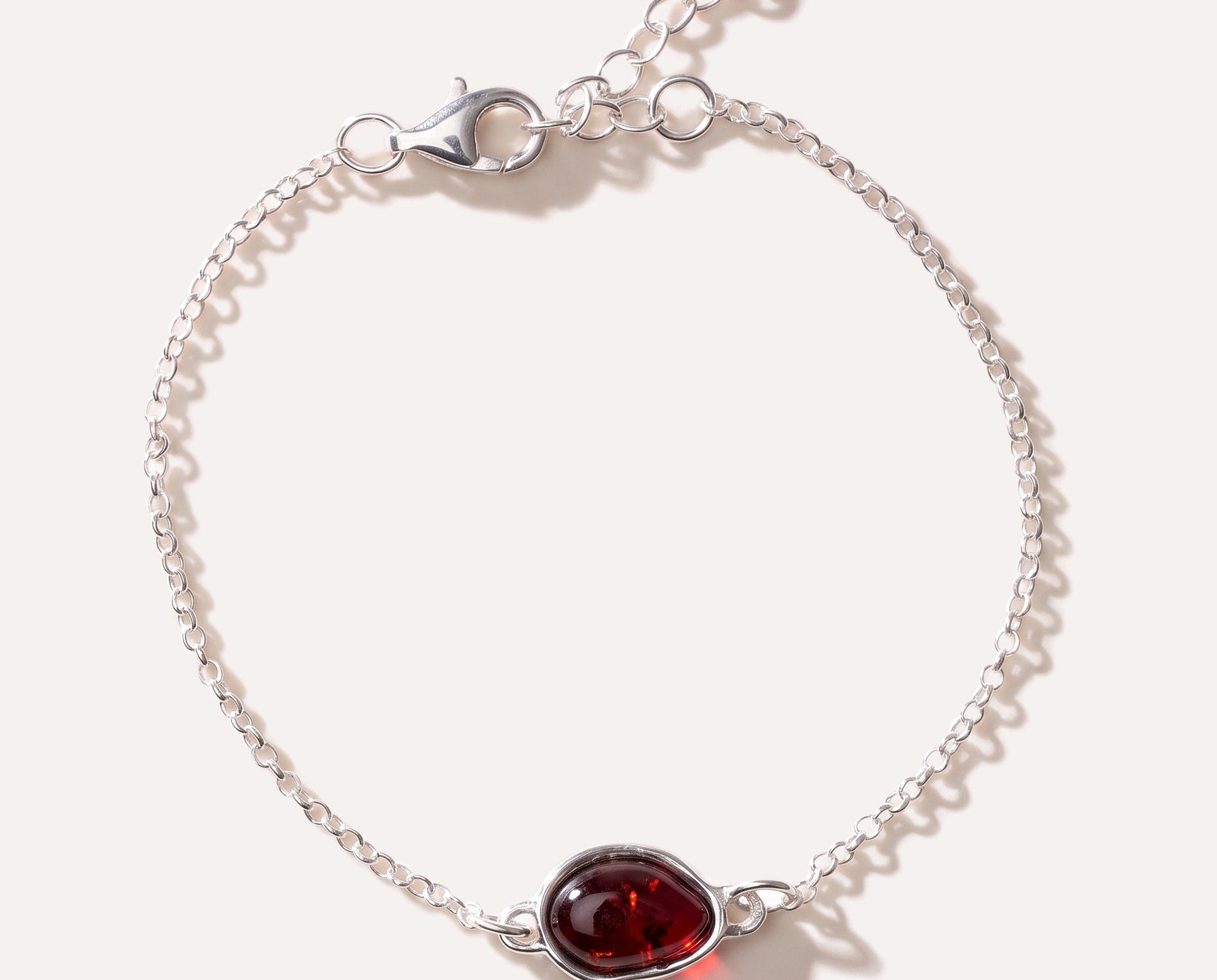 Cherry Amber ELEMENT Link Chain Bracelet — Baltic amber and sterling silver jewellery by Baltic Beauty
