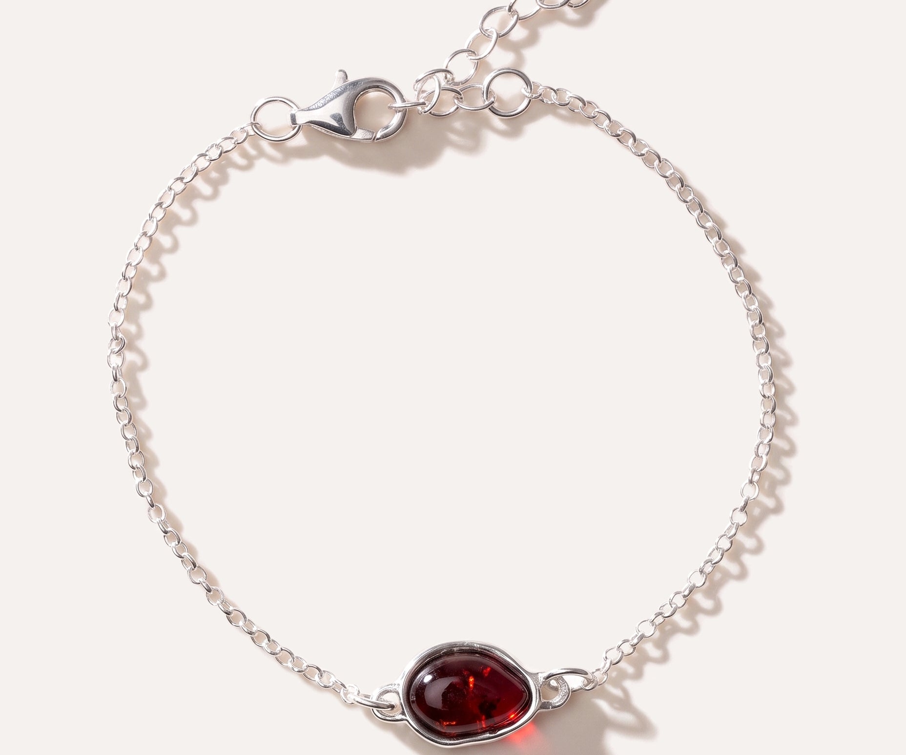 Cherry Amber ELEMENT Link Chain Bracelet — Baltic amber and sterling silver jewellery by Baltic Beauty