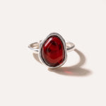 Cherry Amber ELEMENT Solitaire Adjustable Ring — Baltic amber and sterling silver jewellery by Baltic Beauty