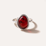 Cherry Amber ELEMENT Solitaire Adjustable Ring — Baltic amber and sterling silver jewellery by Baltic Beauty